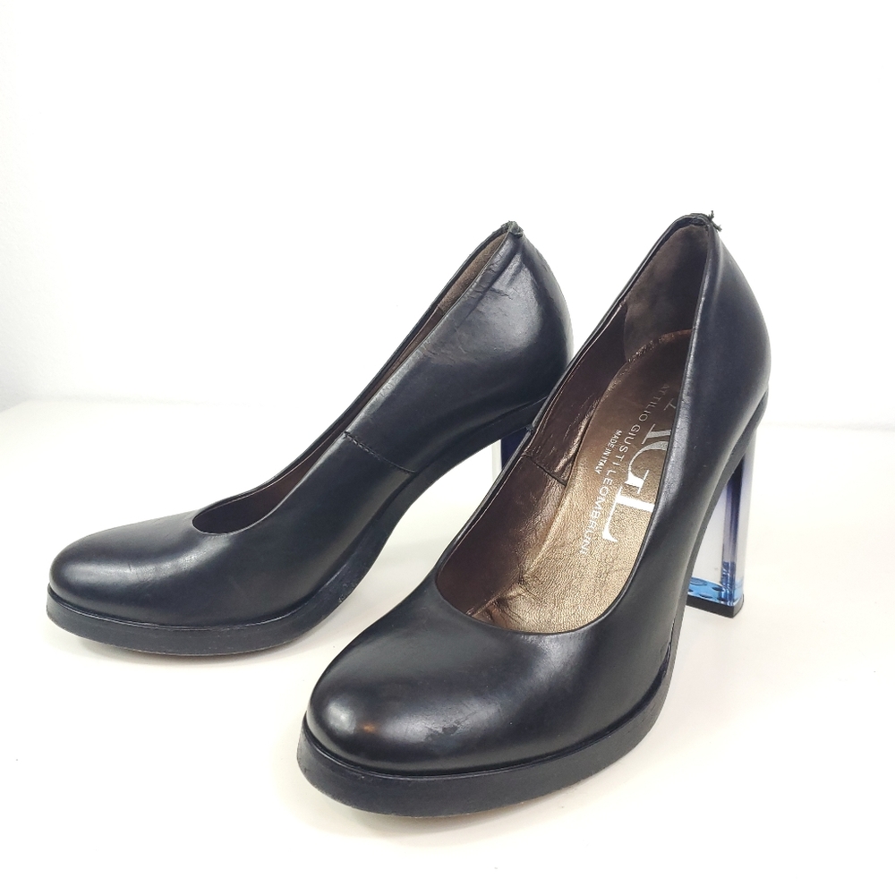 Black Leather AGL See Through Block Heel - Picture 7 of 9